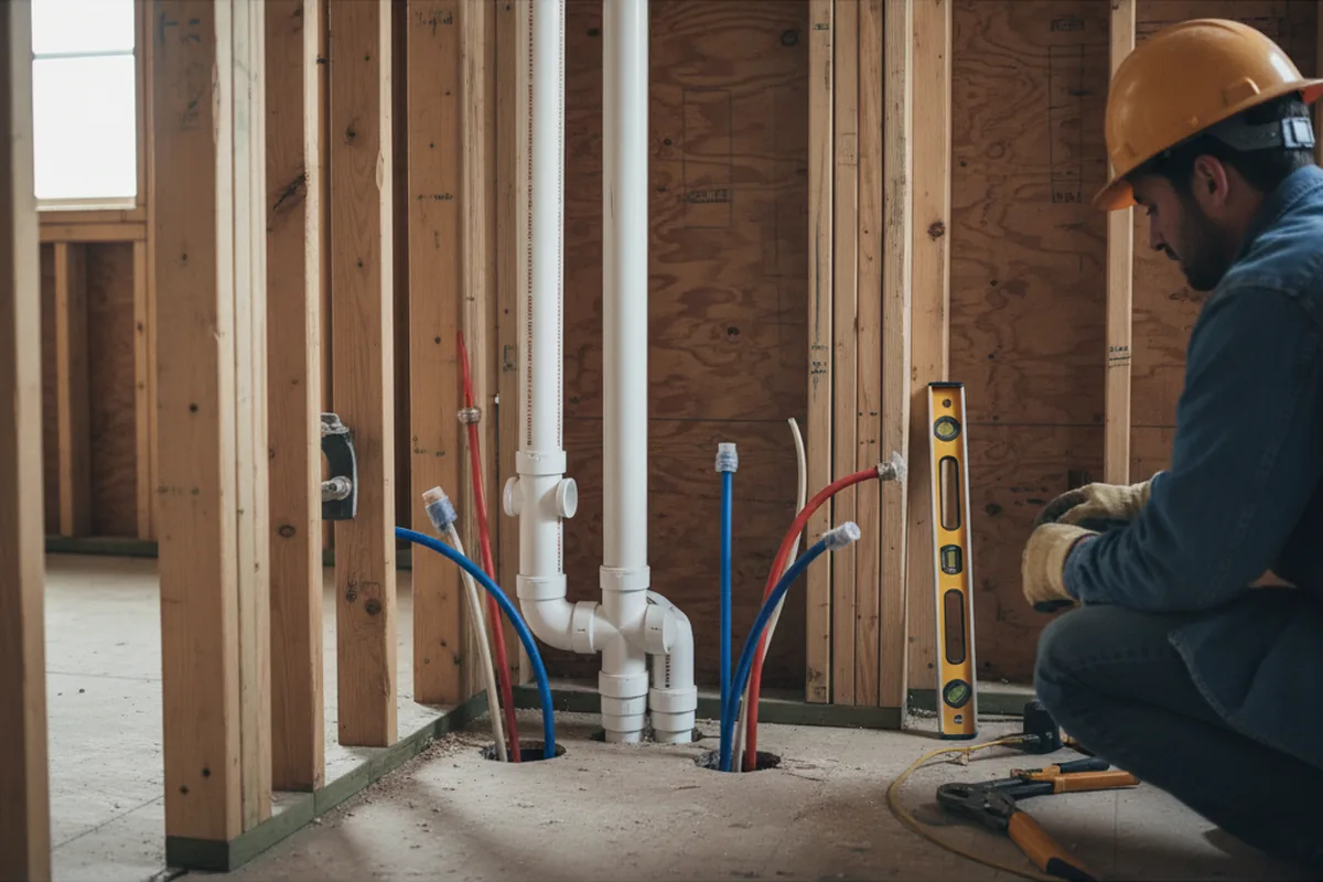 Drain and supply rough-in during Sump Pump Repair in Blount